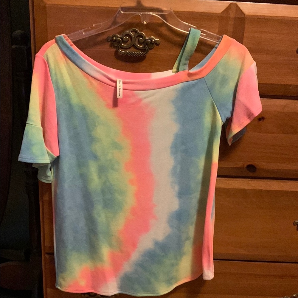 Colorful Off-Shoulder Tie-Dye Top new never worn